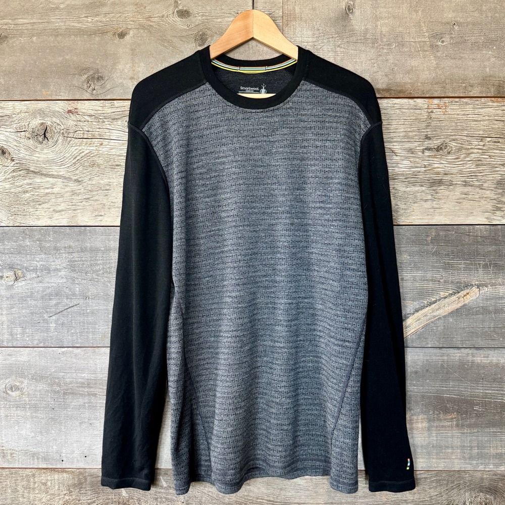 Smartwool Mens Merino 250 Base Layer XL Gray Black Texture Crew Gorpcore Thermal